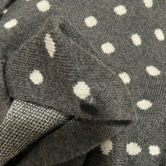 Ann Taylor Gray & White Polkadot Long Sleeve Button Up Sweater - Picture 8 of 9